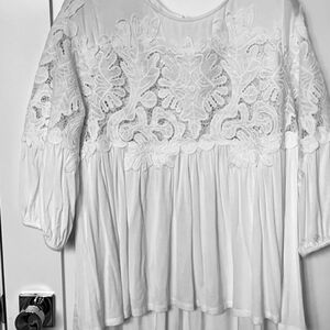 Anthropologie high low Beautifully  embellished, soft knit tunic blouse